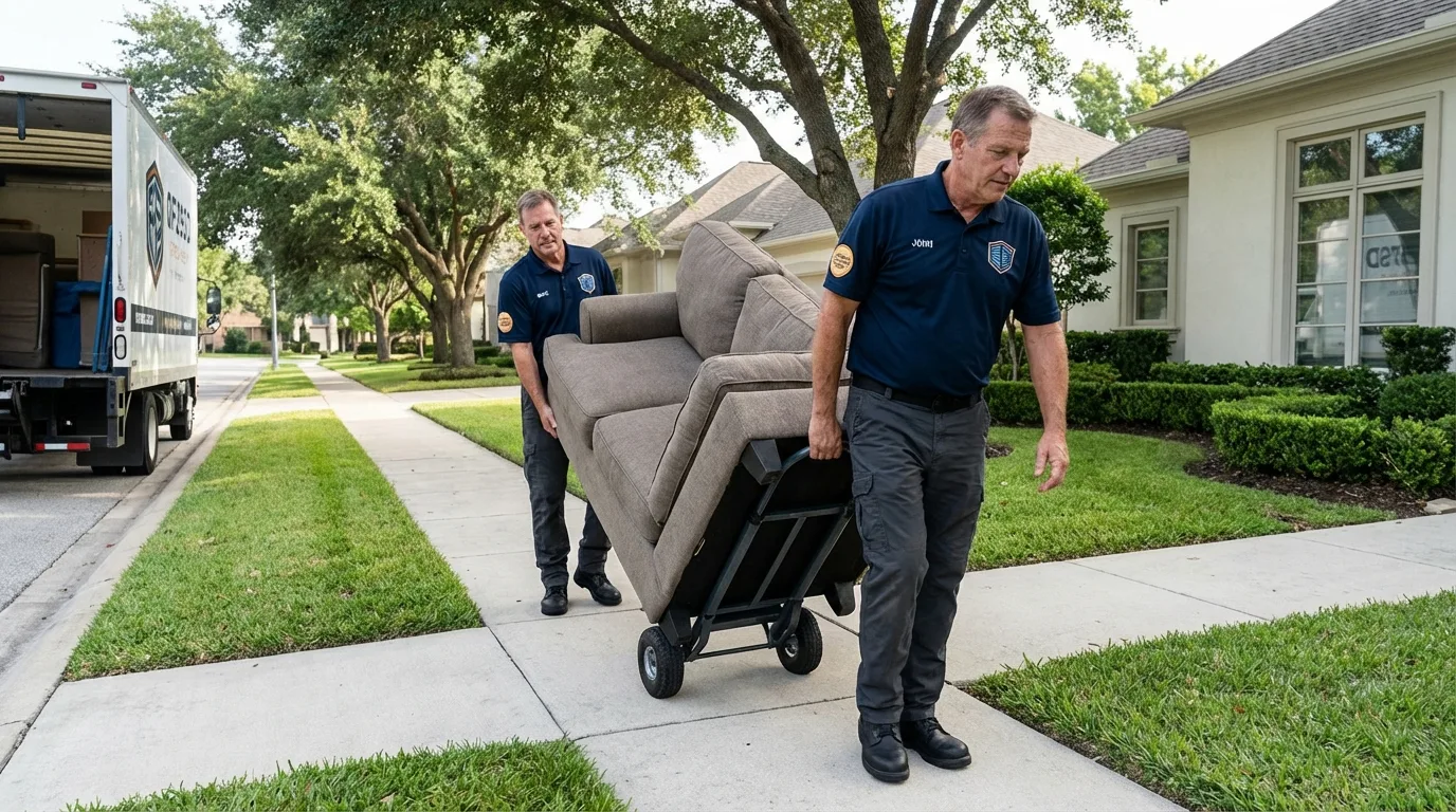 Local residential moving crew loading furniture in Coos Bay, OR