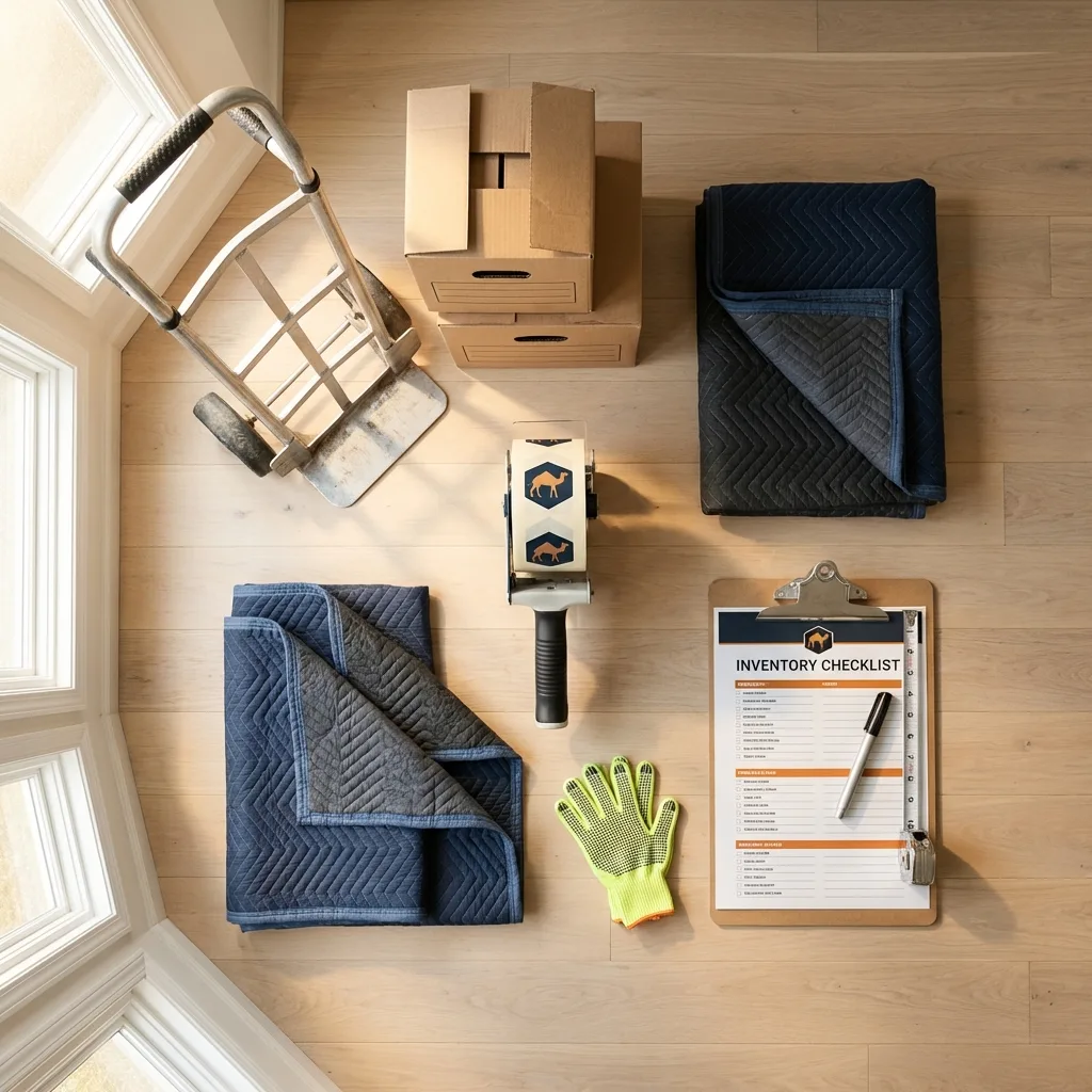 Professional moving supplies and packing materials layout for Coos Bay residential relocations